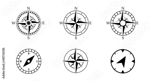 Compass icons set. Vector illustration compass on white background.