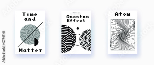 Abstract geometric background with minimal composition of shapes and forms. Cover or poster for Science, quantum mechanics and physics subjects.