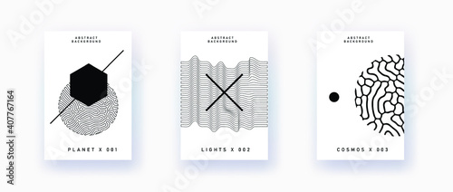 Abstract geometric background with minimal composition of shapes and forms. Cover or poster for Science, quantum mechanics and physics subjects.