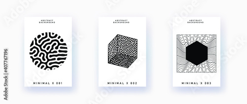Abstract geometric background with minimal composition of shapes and forms. Cover or poster for Science, quantum mechanics and physics subjects.