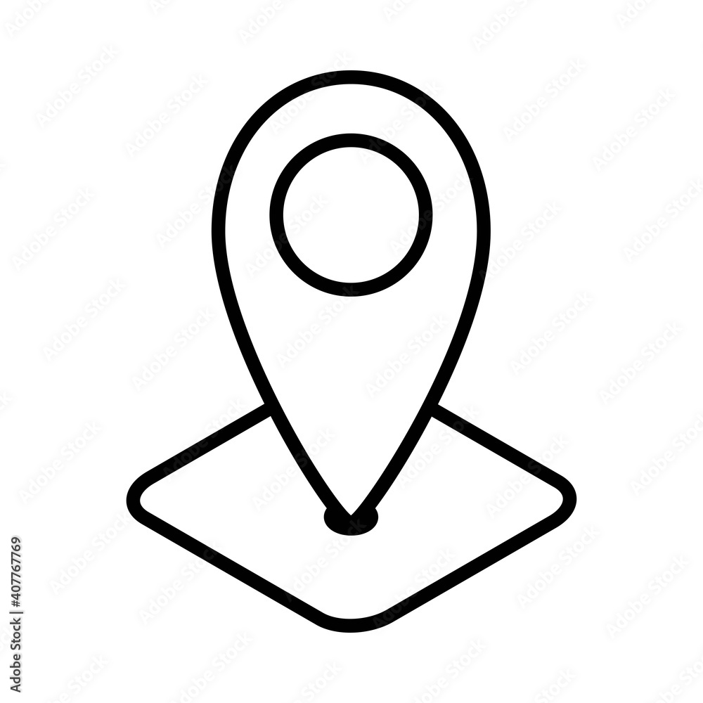 Icon of map with pin place on white background, vector illustration Icon of map with pin place on white background, vector illustration
