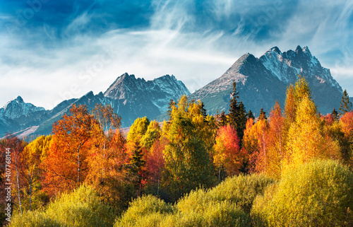 Obraz na płótnie Peak Krivan (2494m),symbol of Slovakia in High Tatras mountains, Slovakia autumn w salonie