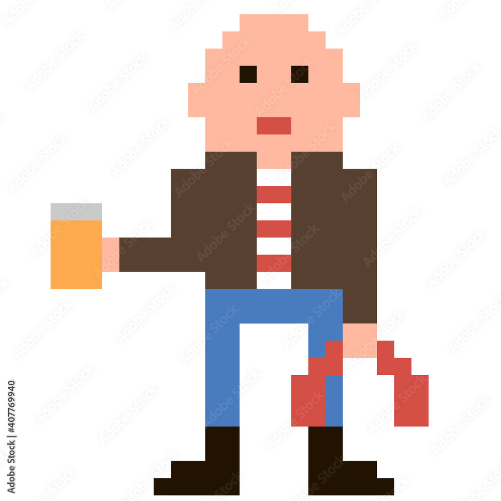 Fototapeta premium 8 bit skin head illutration