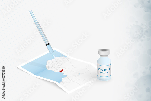 Togo Vaccination, Injection with COVID-19 vaccine in Map of Togo.