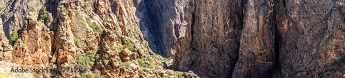 Panorama shot of rocky walls in black canyon of gunnisonin america