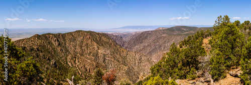 Panorama view of rocky deepness of black canyon of gunnison national park at sunny day in amerika