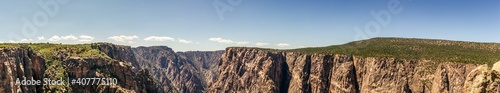 Panorama view of rocky deepness of black canyon of gunnison national park at sunny day in amerika