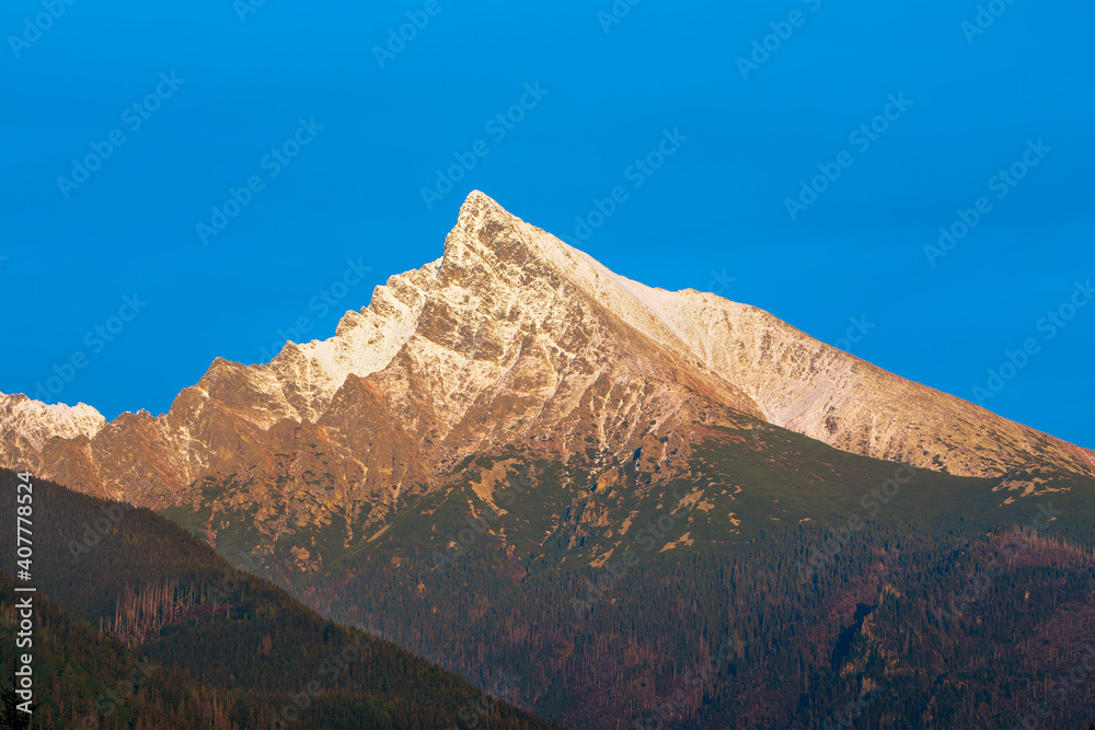 Amazing mountain landscape Krivan peak (2494m) symbol of Slovakia in High Tatras mountains , Slovakia