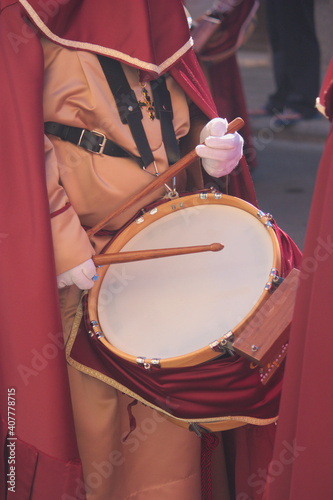 Drum of the holy week during a procession in Spain