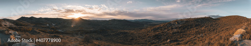 Sunset over the Idaho Rocky Mountains Pano