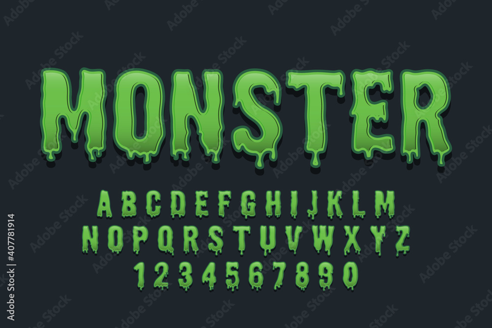 decorative monster Font and Alphabet