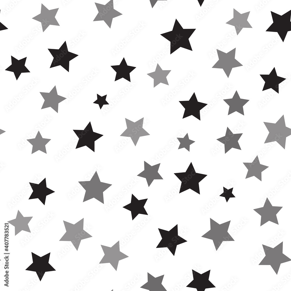 Geometrical monohrome stars ornament. Seamless Pattern