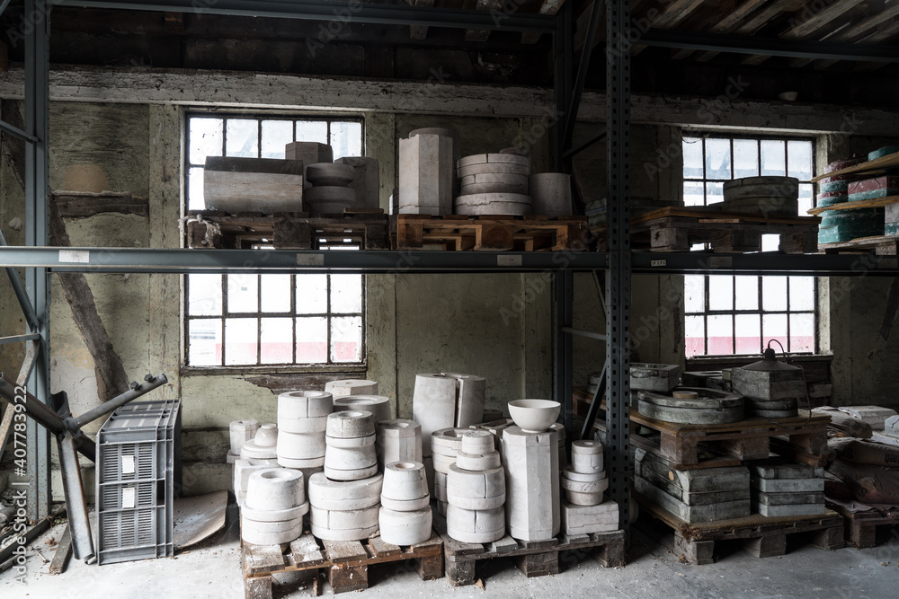 Blanks and molds in a ceramic factory Blanks and molds in a ceramic factory