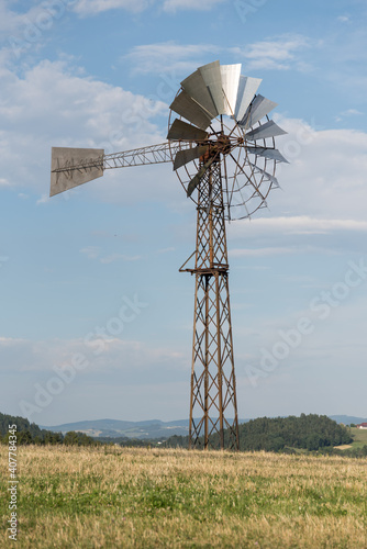 Ecological Wind Power Plant With Freestanding Wind Turbine photo