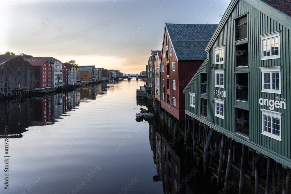 Storage houses on the Nidelv River in Trondheim