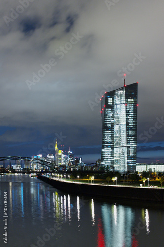 EZB ECB BCE Frankfurt At Night