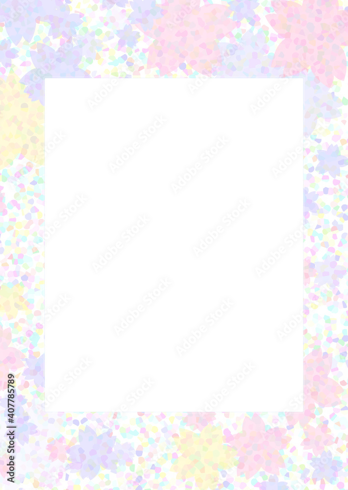 水玉模様と桜の背景の四角フレーム素材01（縦型）