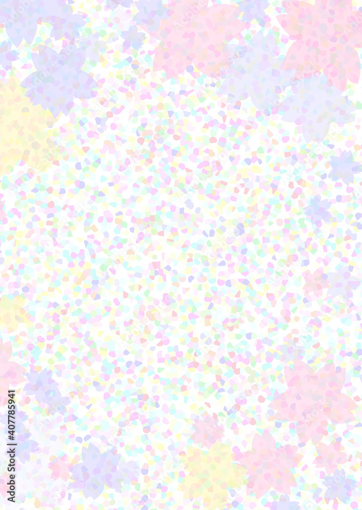 水玉模様と桜の背景素材02（縦型・A3/A4）