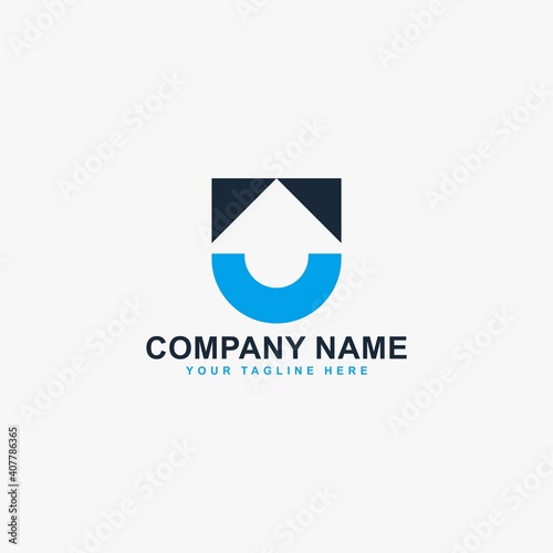 Free Download Home and letter U logo design vector. Real estate logo sign. - GFXLoad
