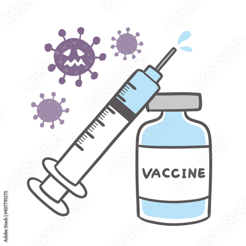 Vaccine illustration and syringe illustration