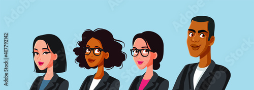 Happy Business People Banner Illustration