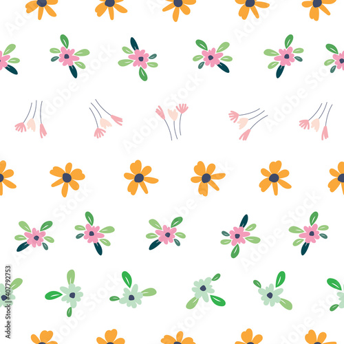 Vector garden flower seamless repeat pattern design background. Perfect for modern wallpaper, fabric, home decor, and wrapping projects.