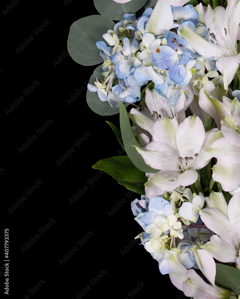 Boquet of Florals on Black Backdrop Boquet of Florals on Black Backdrop