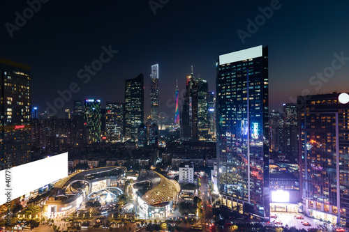 Aerial photography of Guangzhou city architecture landscape night view © 昊 周