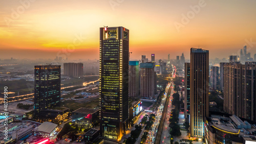 Aerial photography of Guangzhou city architecture landscape night view