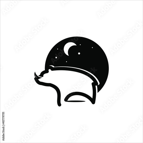 cartoon boar abstract vector illustration design animal and night wildlife graphic element template