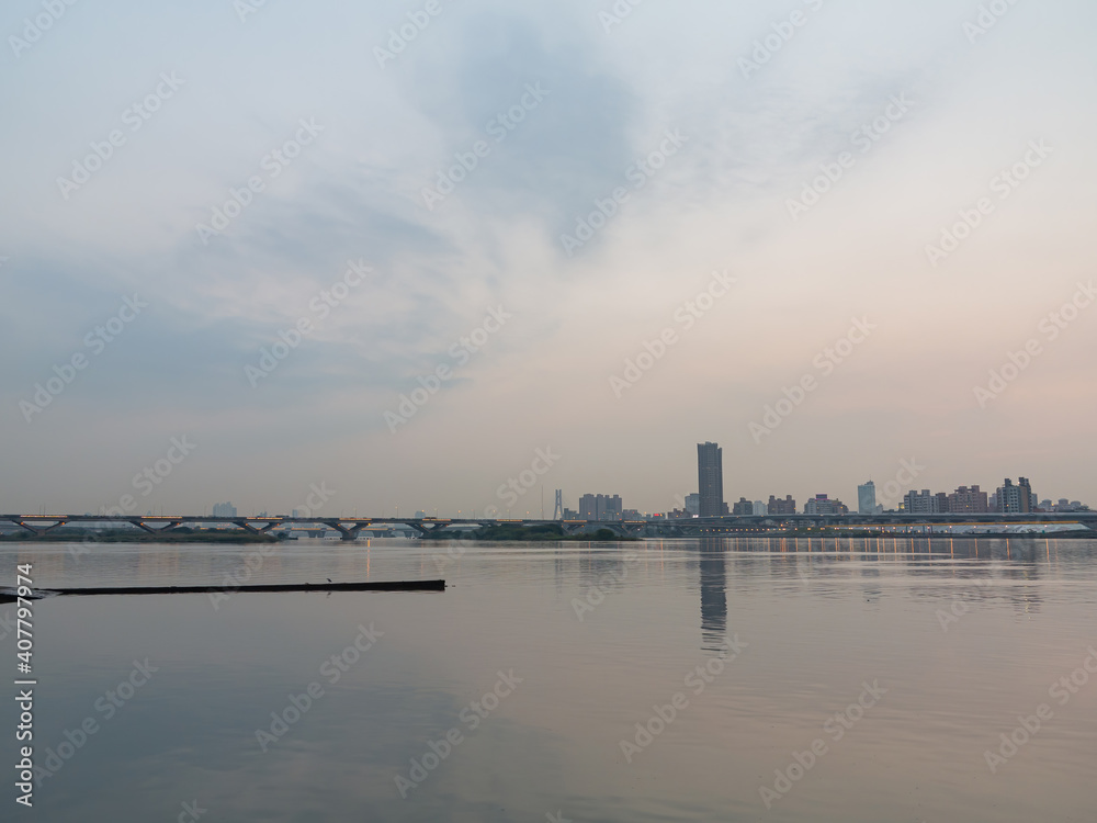 Sunset landscape around the Dadaocheng Wharf area