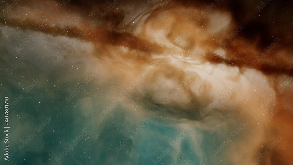 Fototapeta premium nebula gas cloud in deep outer space, science fiction illustrarion, colorful space background with stars 3d render 