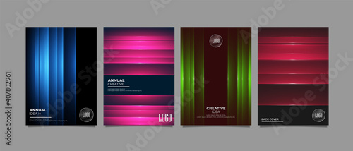 Set of Corporate report cover Abstract geometric shapes technology background. Digital futuristic innovation concept for web banner, presentation, branding, print, poster. vector banner background. © VB8989