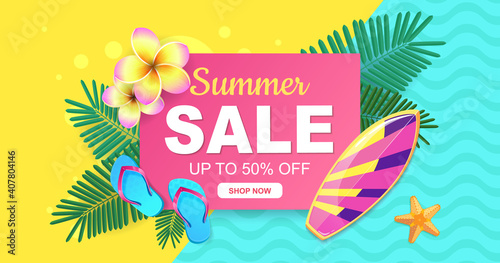 Summer sale. Fresh bright banner for your website.