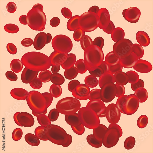 Flowing red blood cells in arthery, erythrocyte background, health care concept, vector illustration