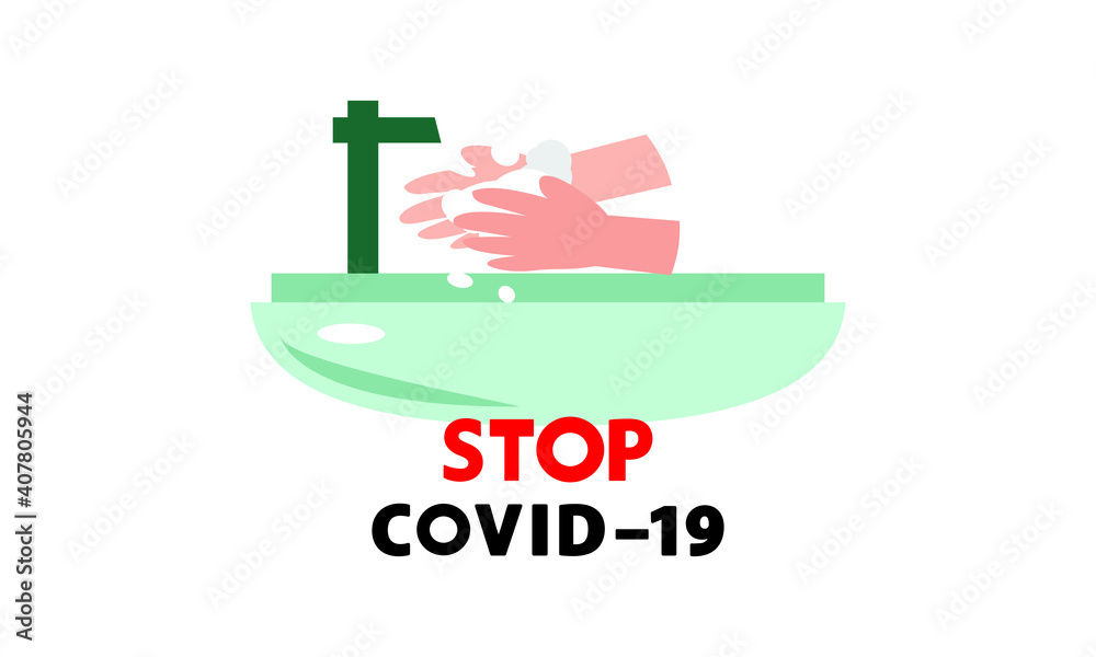Washing hand for coronavirus prevention,COVID-19 prevention,Vector illustration.