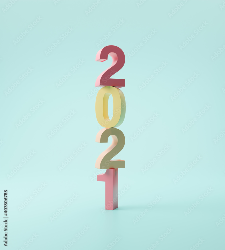 Happy New Year 2021. 3d illustration. Happy New Year 2021. 3d illustration.