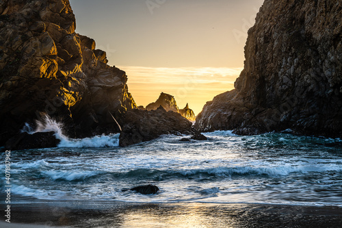Sunset from Pfeiffer Beach in Big Sur.