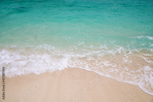 Beautiful Beach and wave bubble pattern in the seascape background © bank215