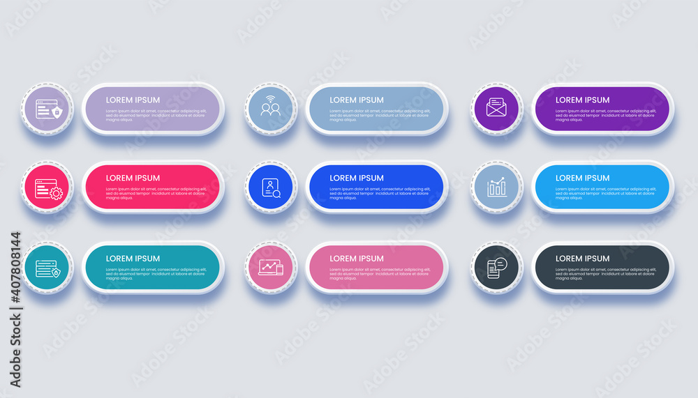 Modern business infographic with 9 options Modern business infographic with 9 options