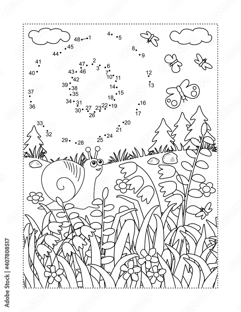 Shining sun full page connect the dots puzzle and coloring page