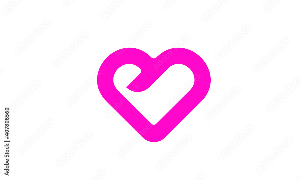 Love heart symbol logo simple illustration