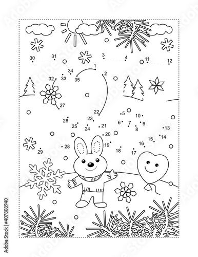 Valentine's Day "I Love You" hidden text full page connect the dots puzzle and coloring page
