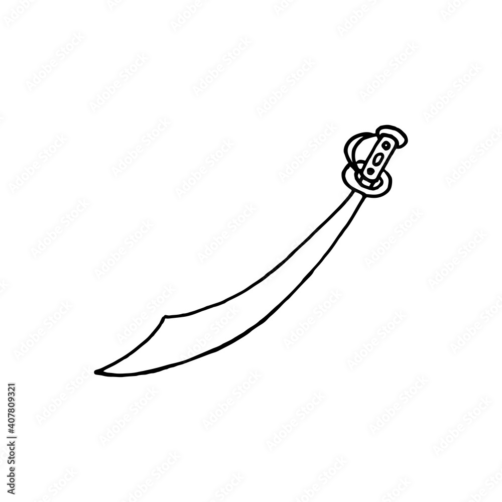 sketch of sword. sword icon isolated on white background. longsword for