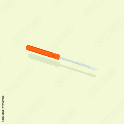 screwdriver with brown handle, created in flat, vector icon