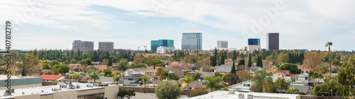 Day time view of the downtown skyline of Costa Mesa  California  USA.