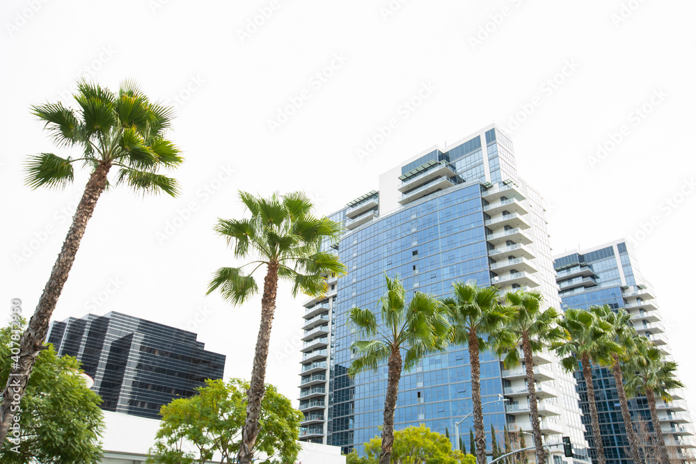 Fototapeta premium Daytime skyline view of downtown Santa Ana, California, USA.
