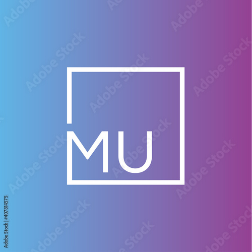 Creative initial letter MU square logo design concept vector