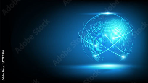 Futuristic globe digital transformation abstract technology with blue background. Tempate for Economy business and investment,Vector illustration