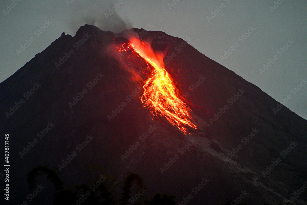 Mount Merapi is the most active volcano in Central Java and Yogyakarta, Indonesia